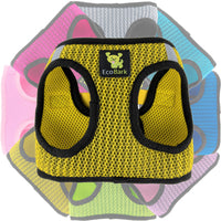 EcoBark Yellow Step In Dog Harness - Rapid Fastener Reflective Soft Mesh Vest Halter for XXXS to Small Dogs - BIG FRENCHIES