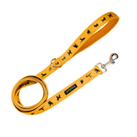 EcoBark Yellow Dog Leash- Padded Comfort Grip Padded Leash Dog Pattern - 4ft, 5ft, and 6ft Leash for Small and Medium Dogs - BIG FRENCHIES