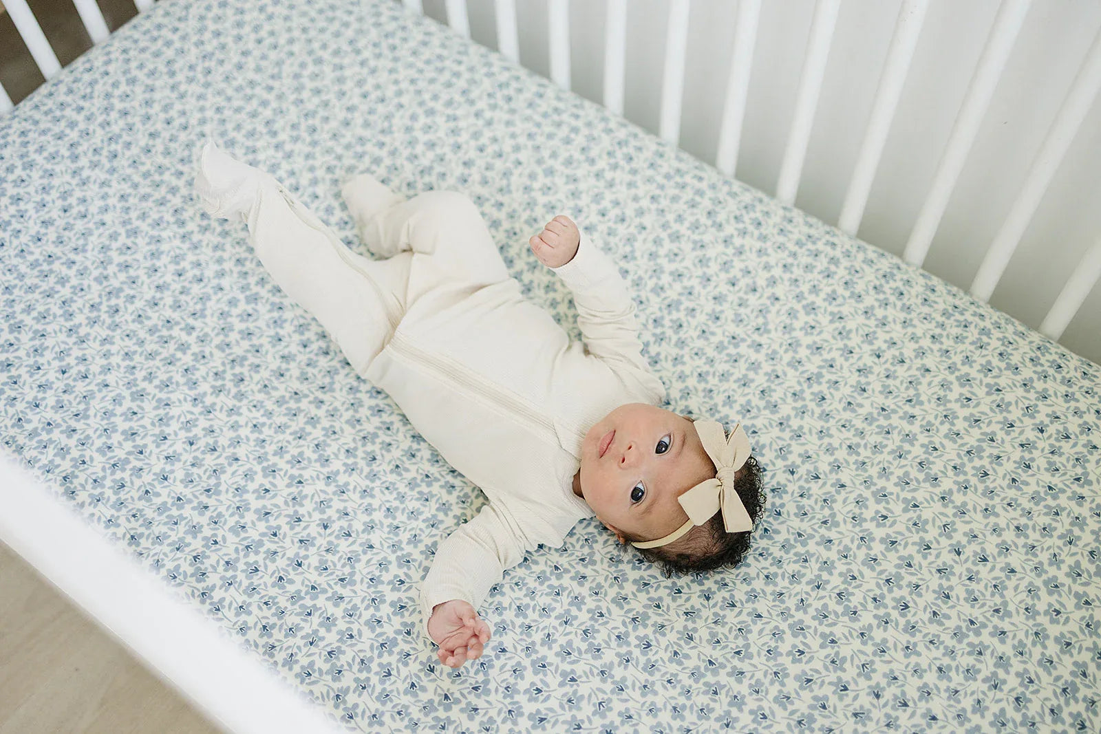 Blue Blossom Muslin Crib Sheet - BIG FRENCHIES