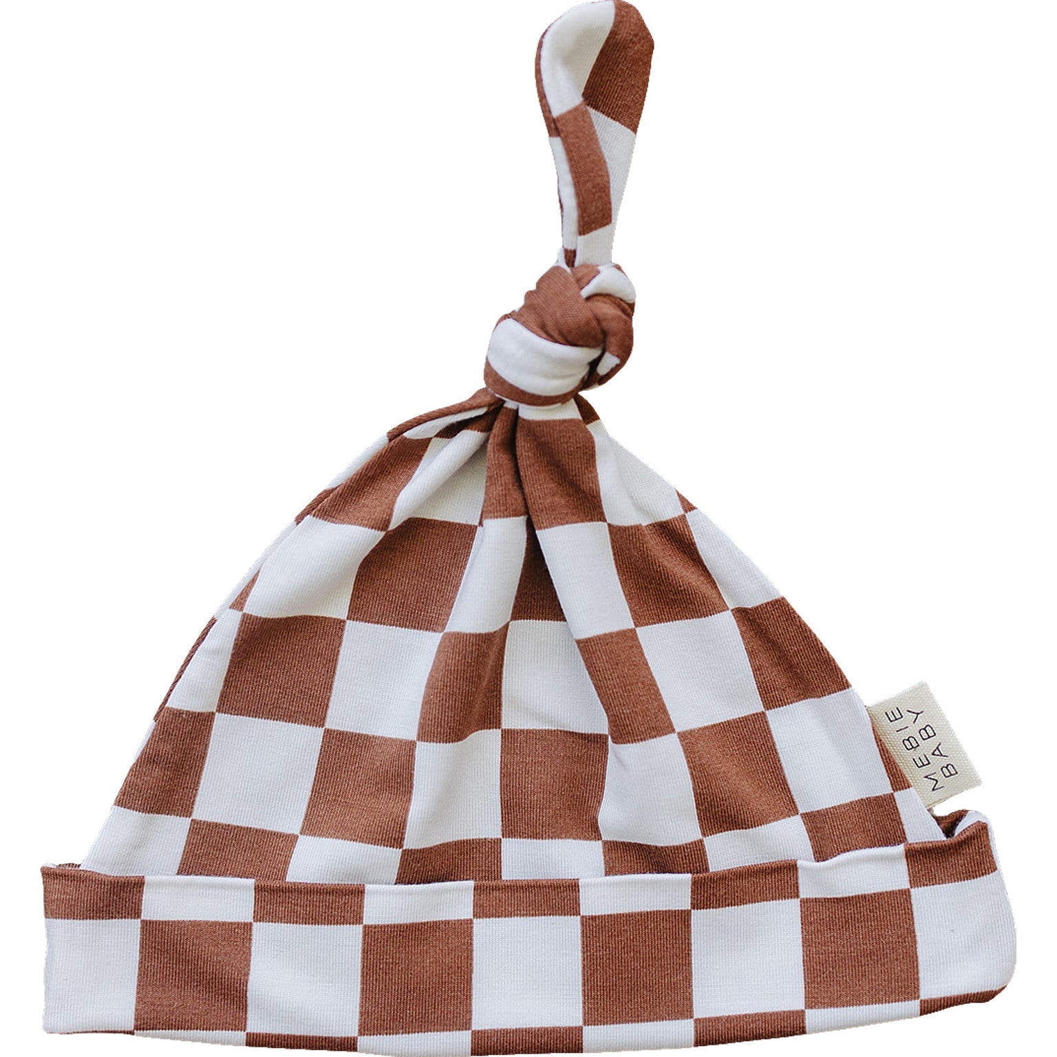 Rust Checkered Bamboo Newborn Knot Hat - BIG FRENCHIES