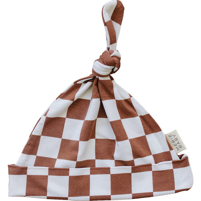 Rust Checkered Bamboo Newborn Knot Hat - BIG FRENCHIES