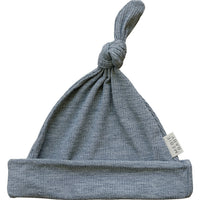 Heather Grey Ribbed Bamboo Newborn Knot Hat - BIG FRENCHIES