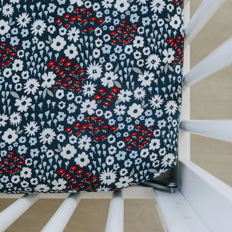 Americana Floral Bamboo Stretch Crib Sheet - BIG FRENCHIES