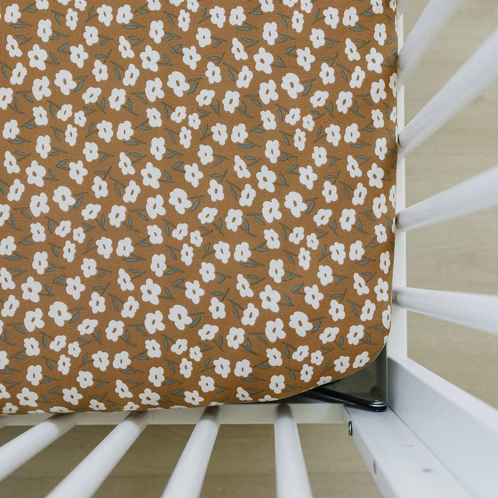 Mustard Floral Bamboo Stretch Crib Sheet - BIG FRENCHIES