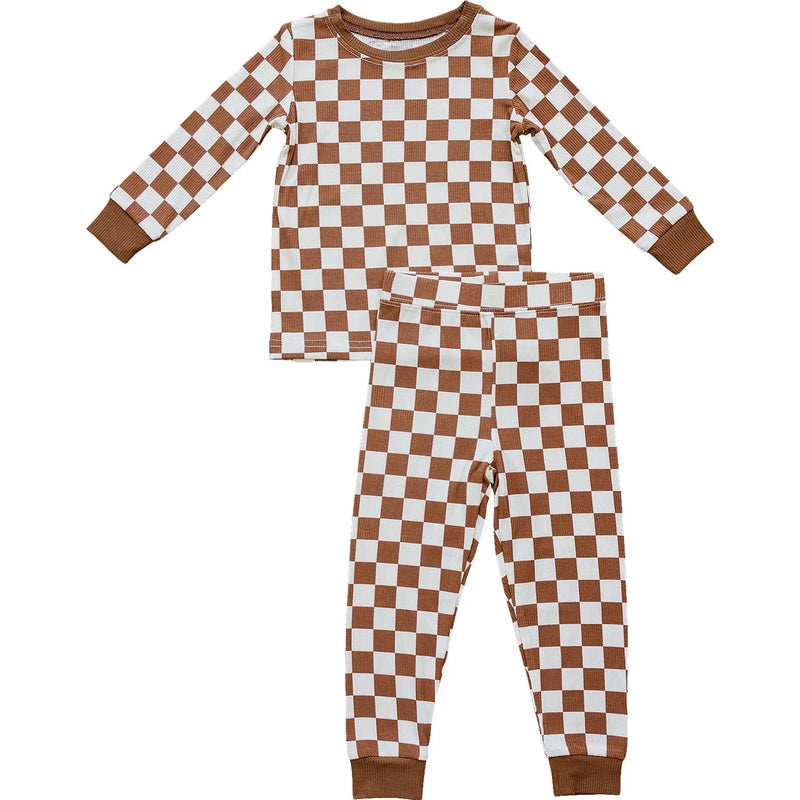 Rust Checkered Ribbed Bamboo Cozy Set - BIG FRENCHIES