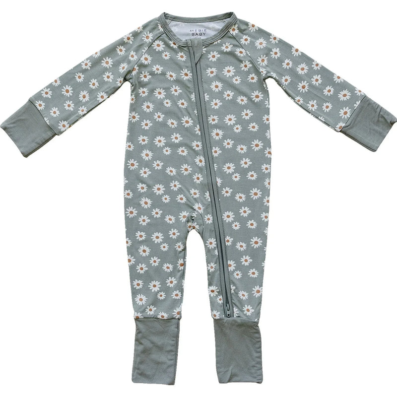 Light Green Daisy Bamboo Zipper - BIG FRENCHIES