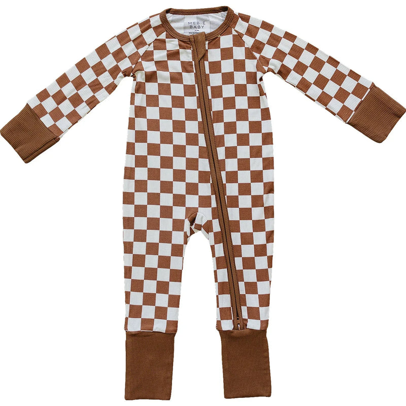 Rust Checkered Ribbed Bamboo Zipper - BIG FRENCHIES