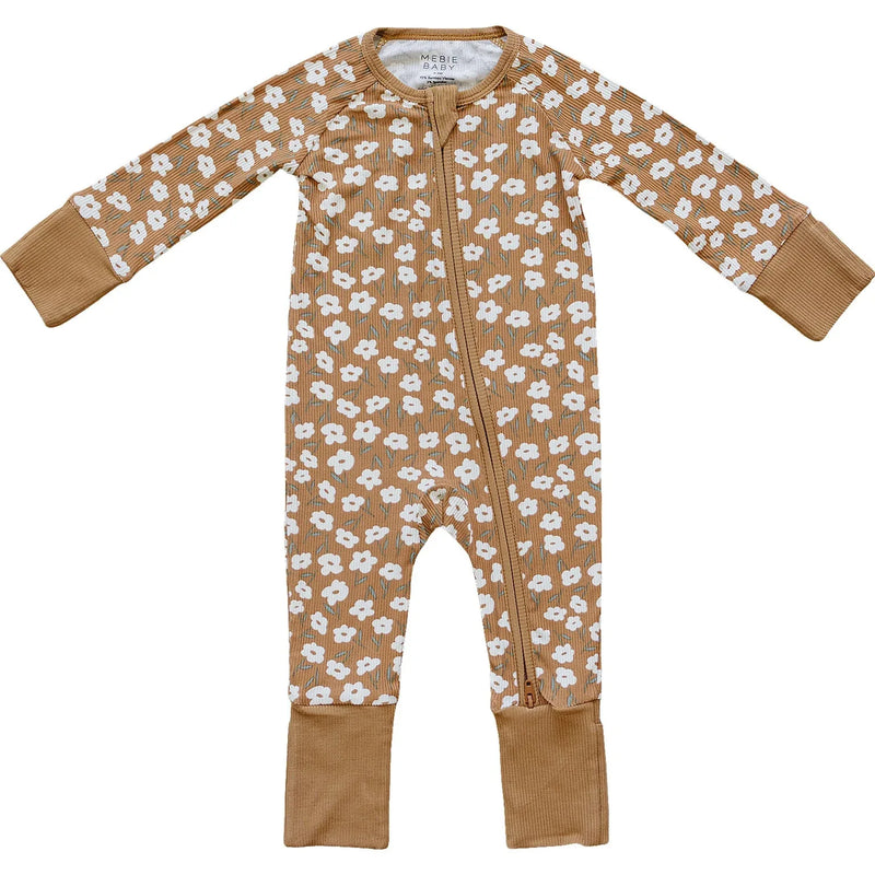 Mustard Floral Ribbed Bamboo Zipper - BIG FRENCHIES