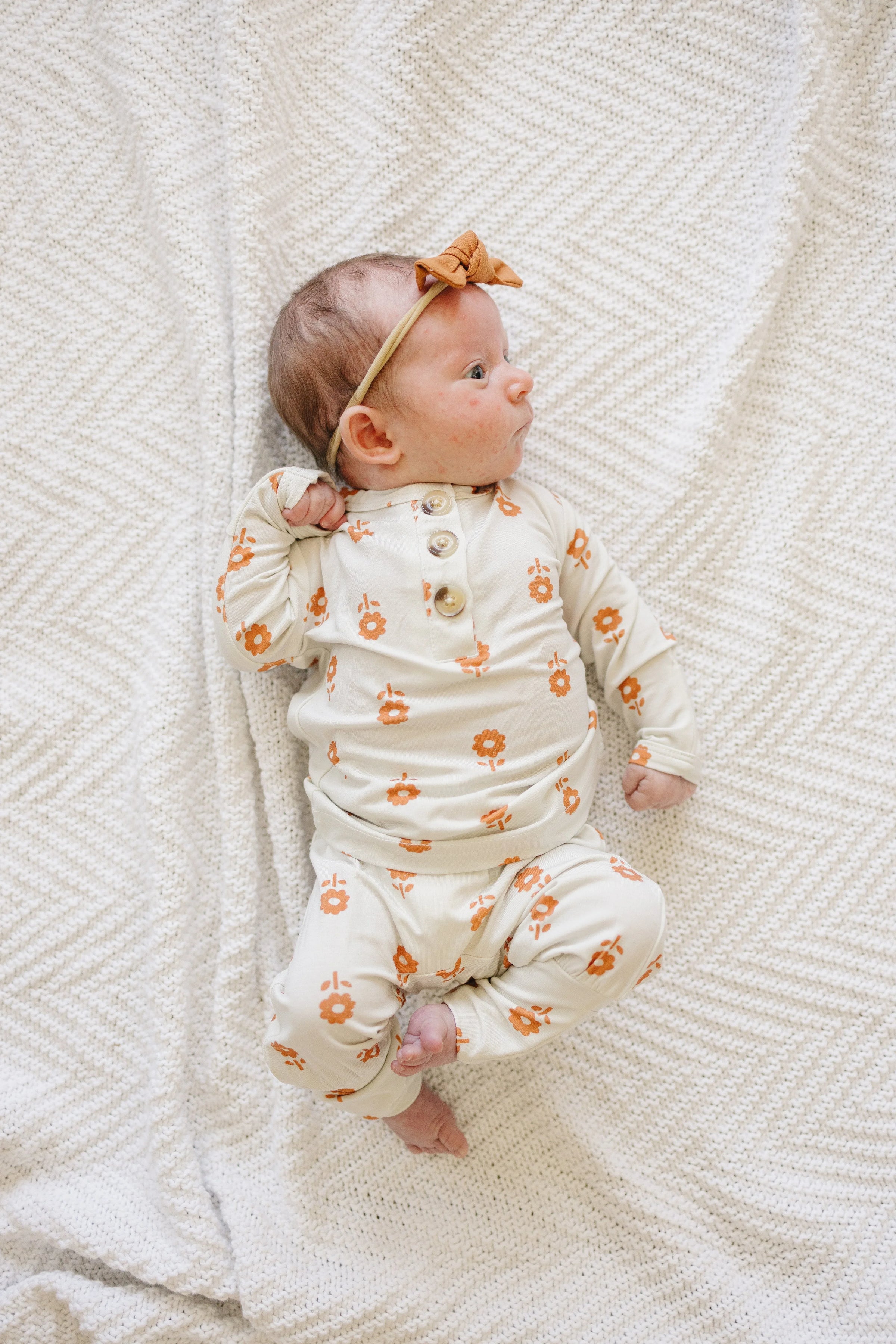 Orange Posie 2pc Bamboo Pajamas for Kids - Sizes Newborn & Up! - BIG FRENCHIES