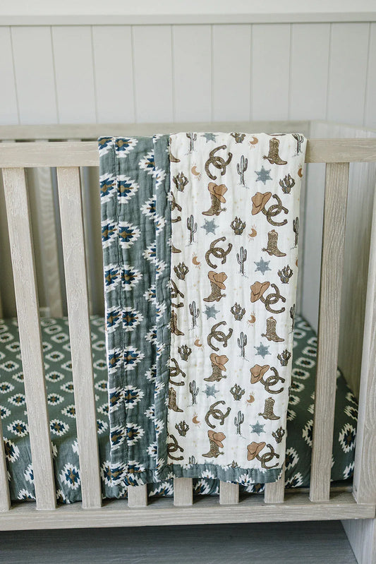 Southwest Aztec + Outlaw Cowboy Muslin Quilt - BIG FRENCHIES