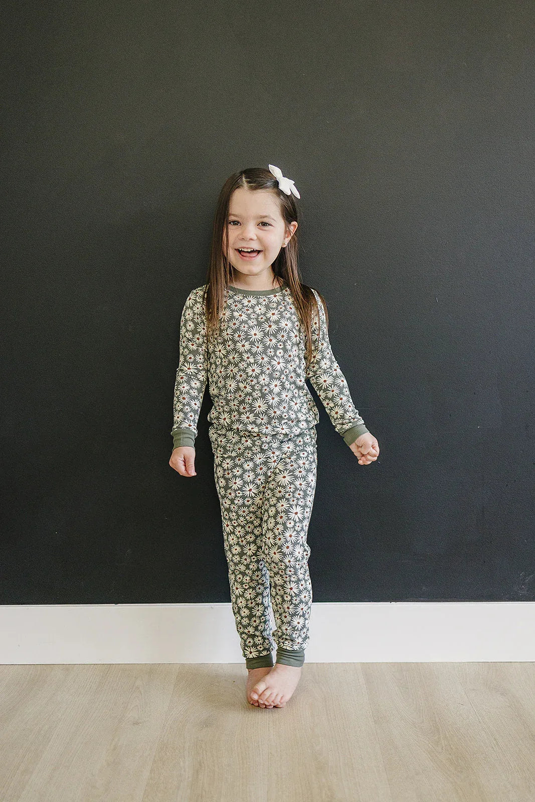 Dark Green Daisy Ribbed Bamboo Cozy Set - BIG FRENCHIES