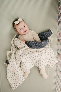 Navy Berry + Cream Berry Lace Muslin Quilt - BIG FRENCHIES