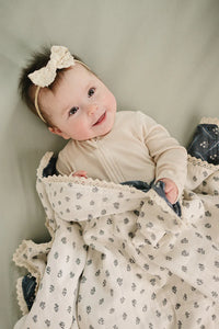 Navy Berry + Cream Berry Lace Muslin Quilt - BIG FRENCHIES
