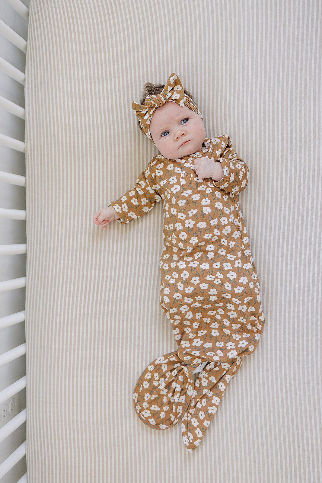 Mustard Floral Ribbed Bamboo Head Wrap - BIG FRENCHIES