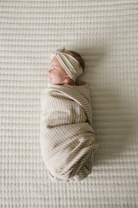 Taupe Stripe Muslin Swaddle Blanket - BIG FRENCHIES