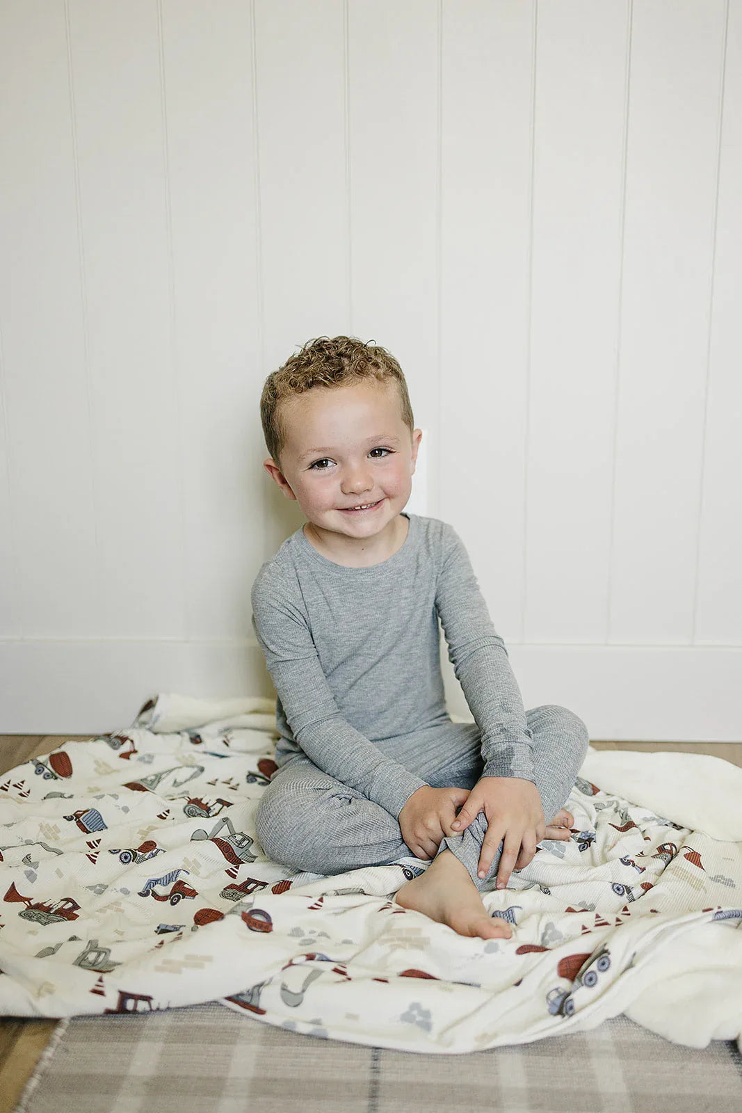 Construction Trucks Ribbed Bamboo Fleece Quilt - BIG FRENCHIES