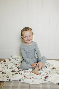Construction Trucks Ribbed Bamboo Fleece Quilt - BIG FRENCHIES