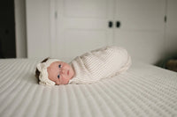 Taupe Stripe Muslin Swaddle Blanket - BIG FRENCHIES