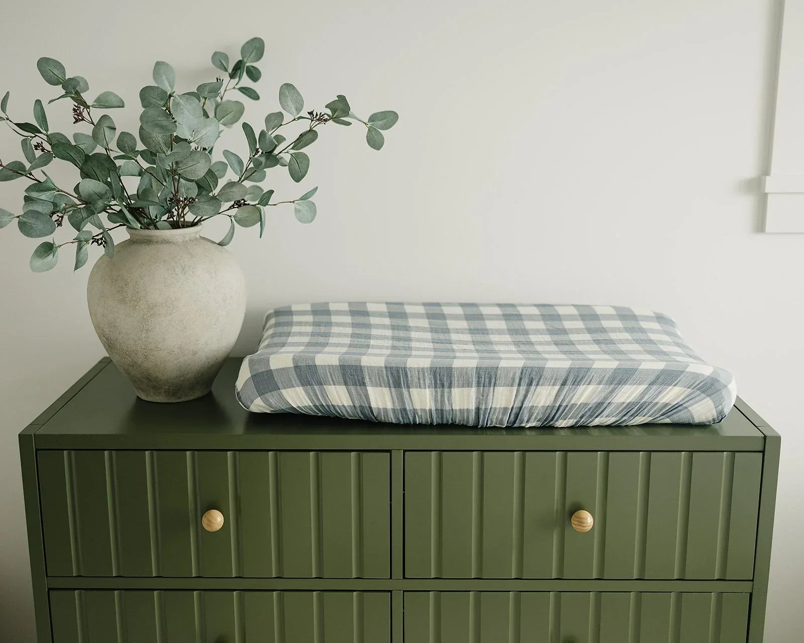 Dusty Blue Gingham Muslin Changing Pad Cover - BIG FRENCHIES