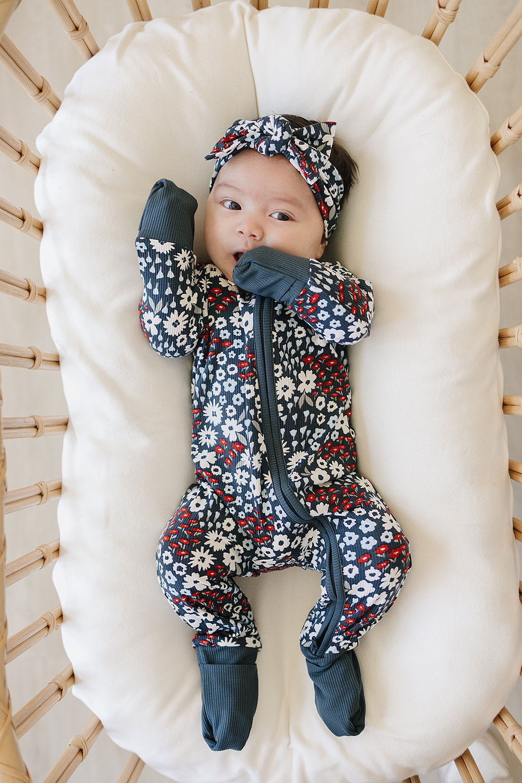 Americana Floral Ribbed Bamboo Head Wrap - BIG FRENCHIES