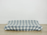 Dusty Blue Gingham Muslin Changing Pad Cover - BIG FRENCHIES
