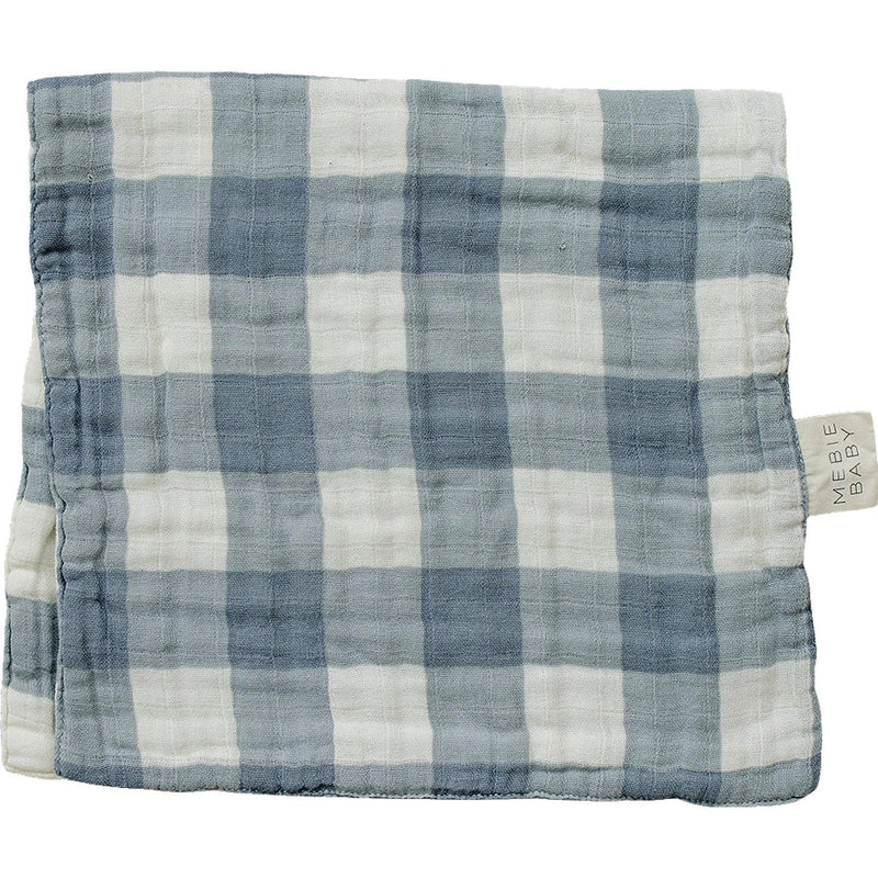 Dusty Blue Gingham Muslin Burp Cloth - BIG FRENCHIES