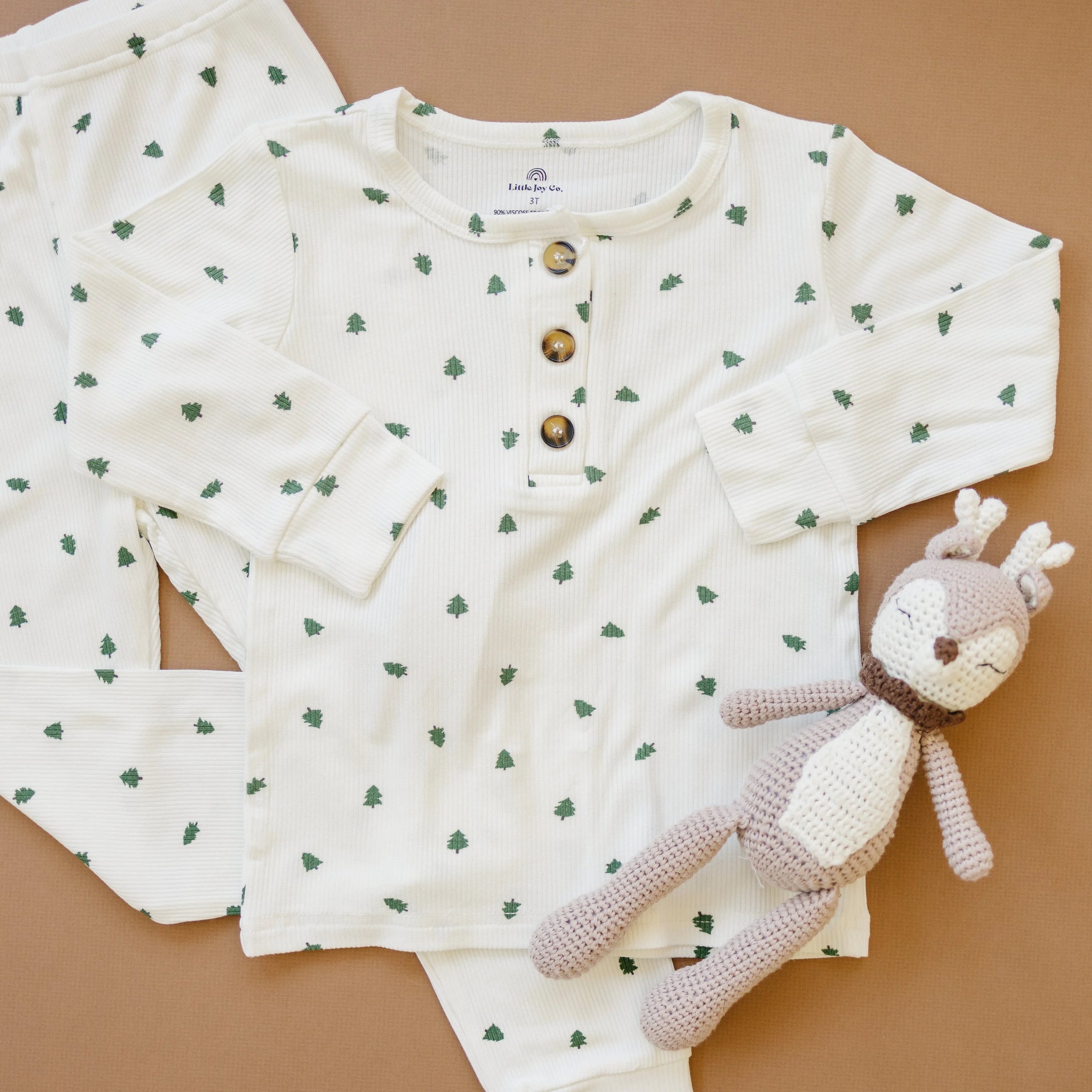 Tiny Trees Ribbed Bamboo 2pc Henley Pajamas - BIG FRENCHIES