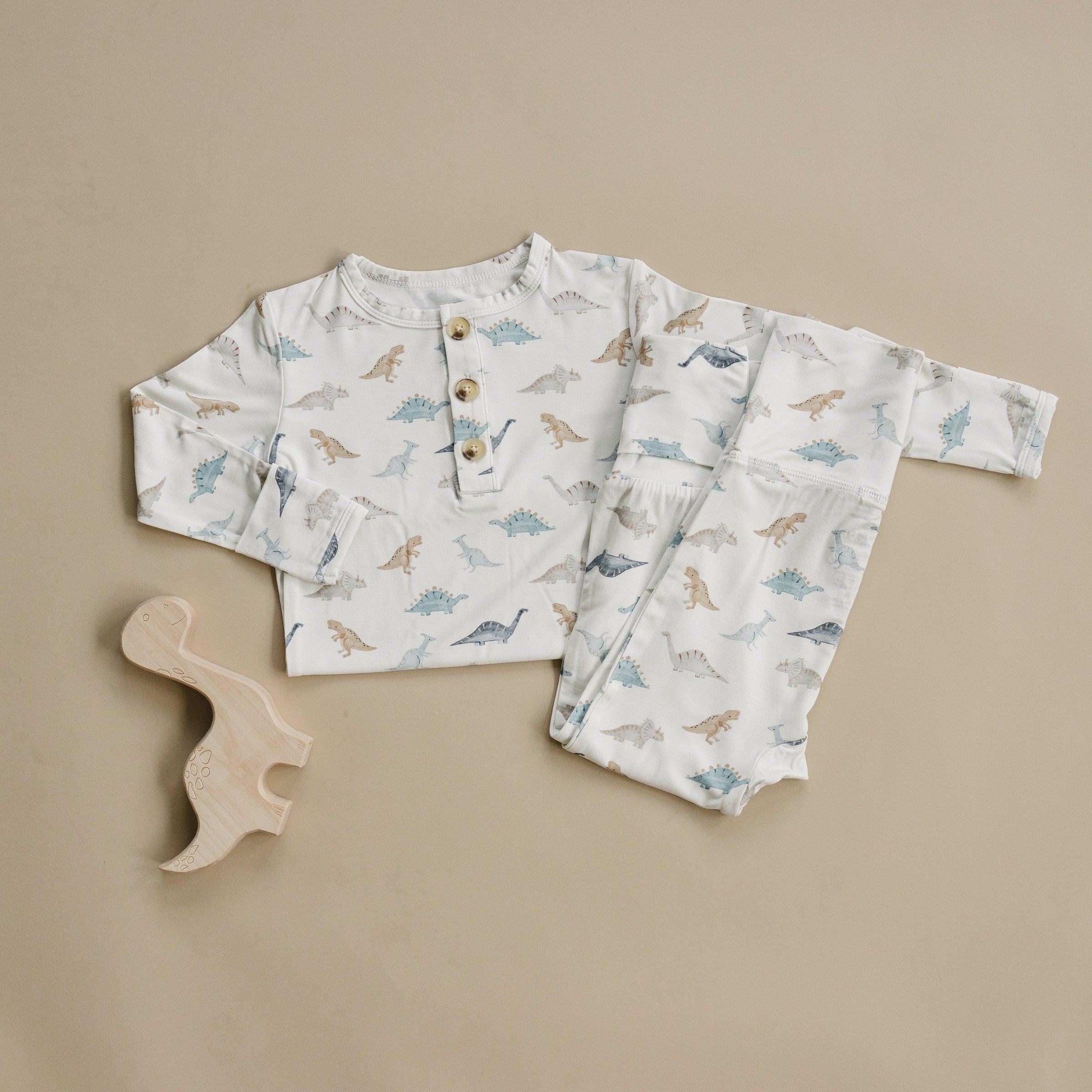 Snugglesaurus 2pc Henley Bamboo Pajamas - Sizes Newborn & Up! - BIG FRENCHIES