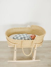 Dusty Blue Gingham Muslin Swaddle Blanket - BIG FRENCHIES