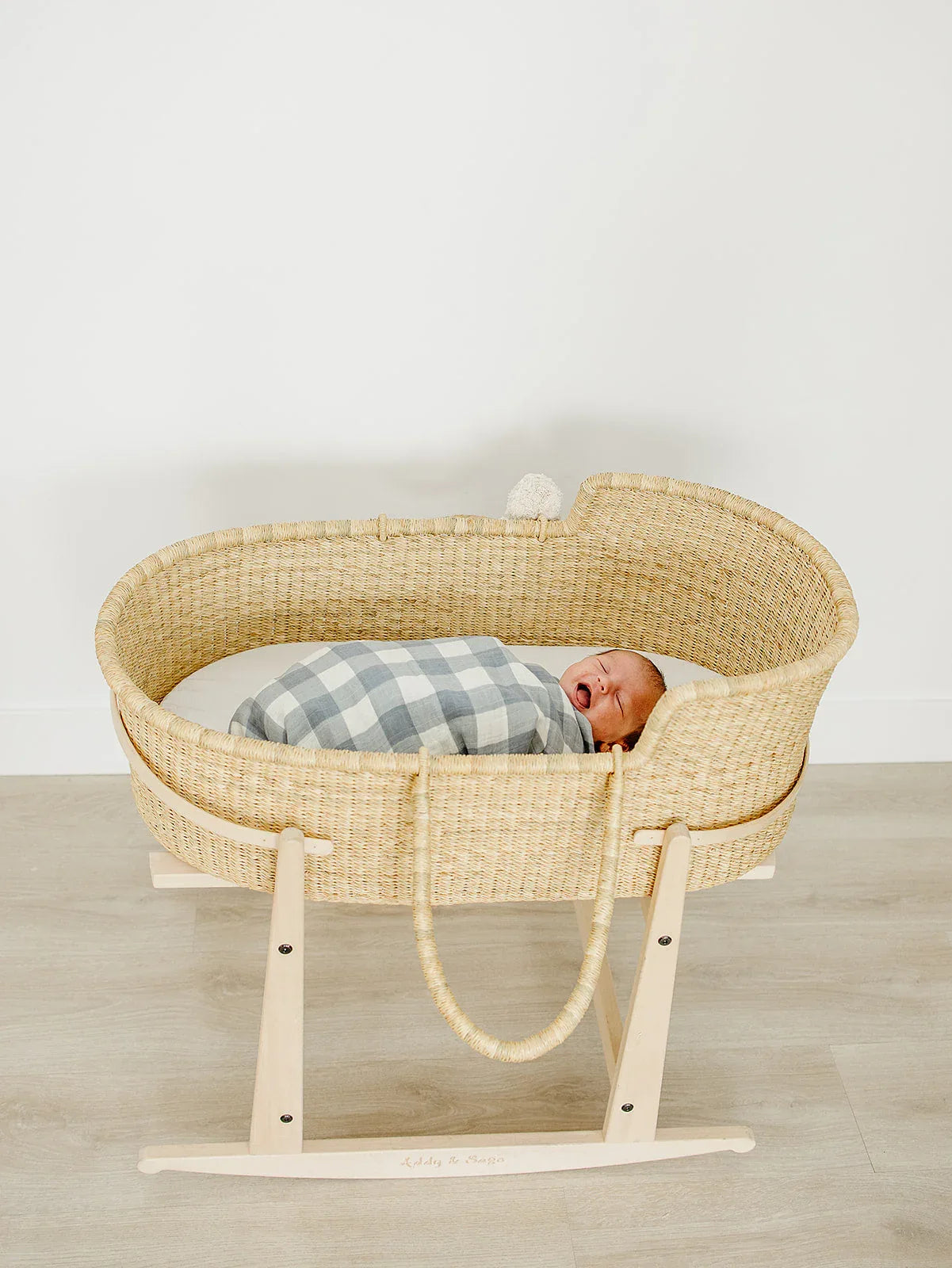 Dusty Blue Gingham Muslin Swaddle Blanket - BIG FRENCHIES