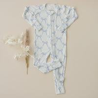 Blue Belle Ribbed Bamboo Zippy Pajamas - BIG FRENCHIES
