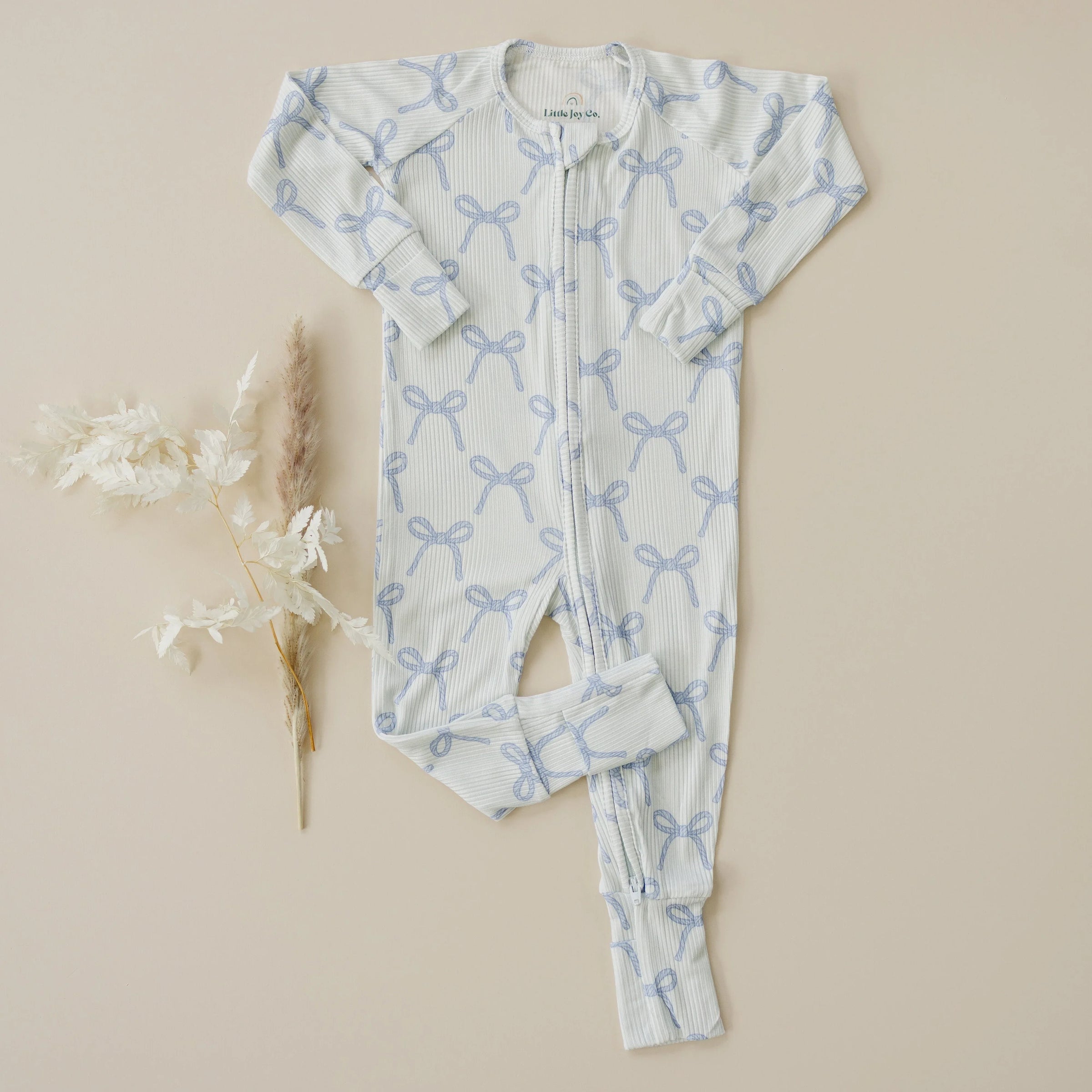 Blue Belle Ribbed Bamboo Zippy Pajamas - BIG FRENCHIES
