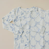 Blue Belle Ribbed Bamboo Zippy Pajamas - BIG FRENCHIES