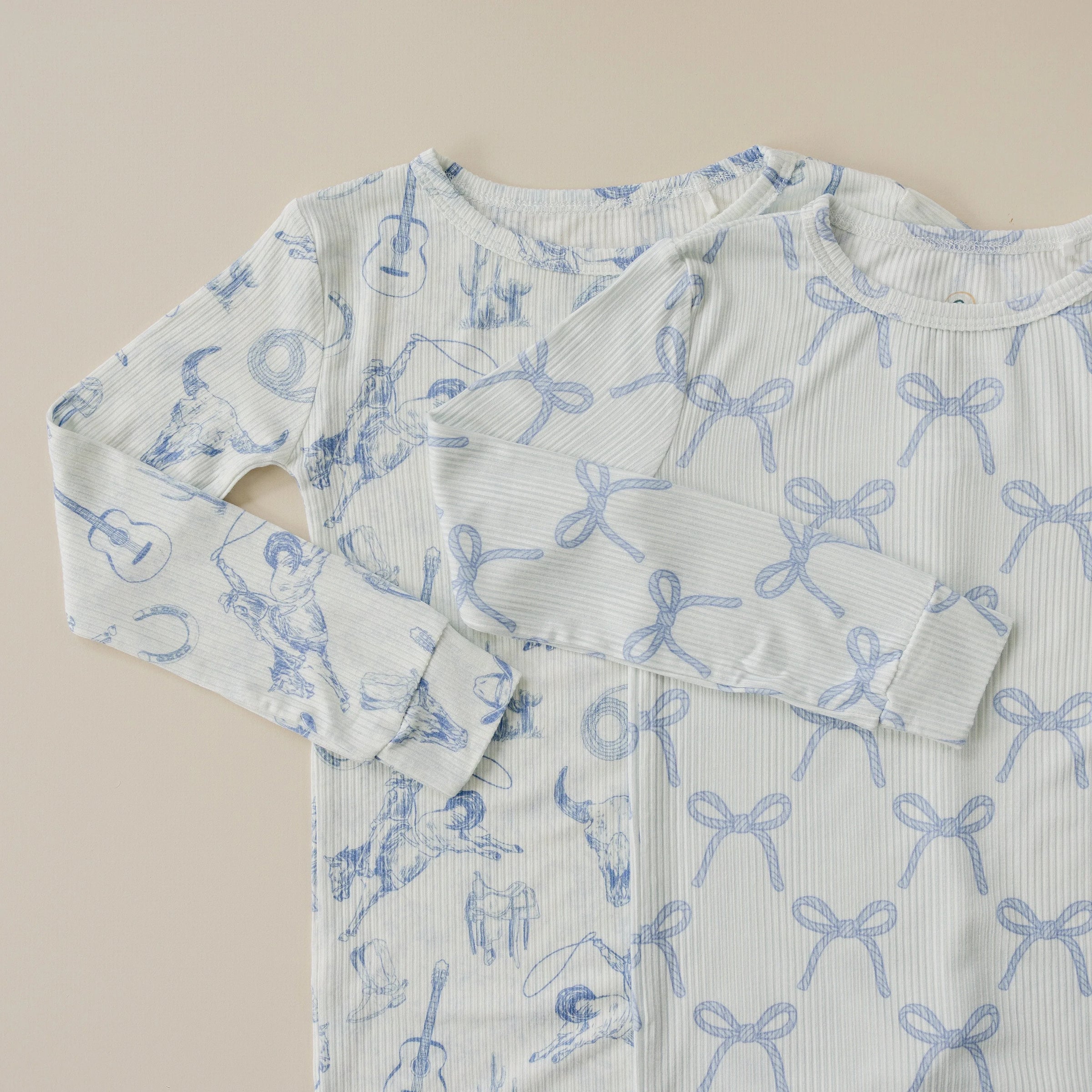 Blue Belle Ribbed Bamboo Zippy Pajamas - BIG FRENCHIES