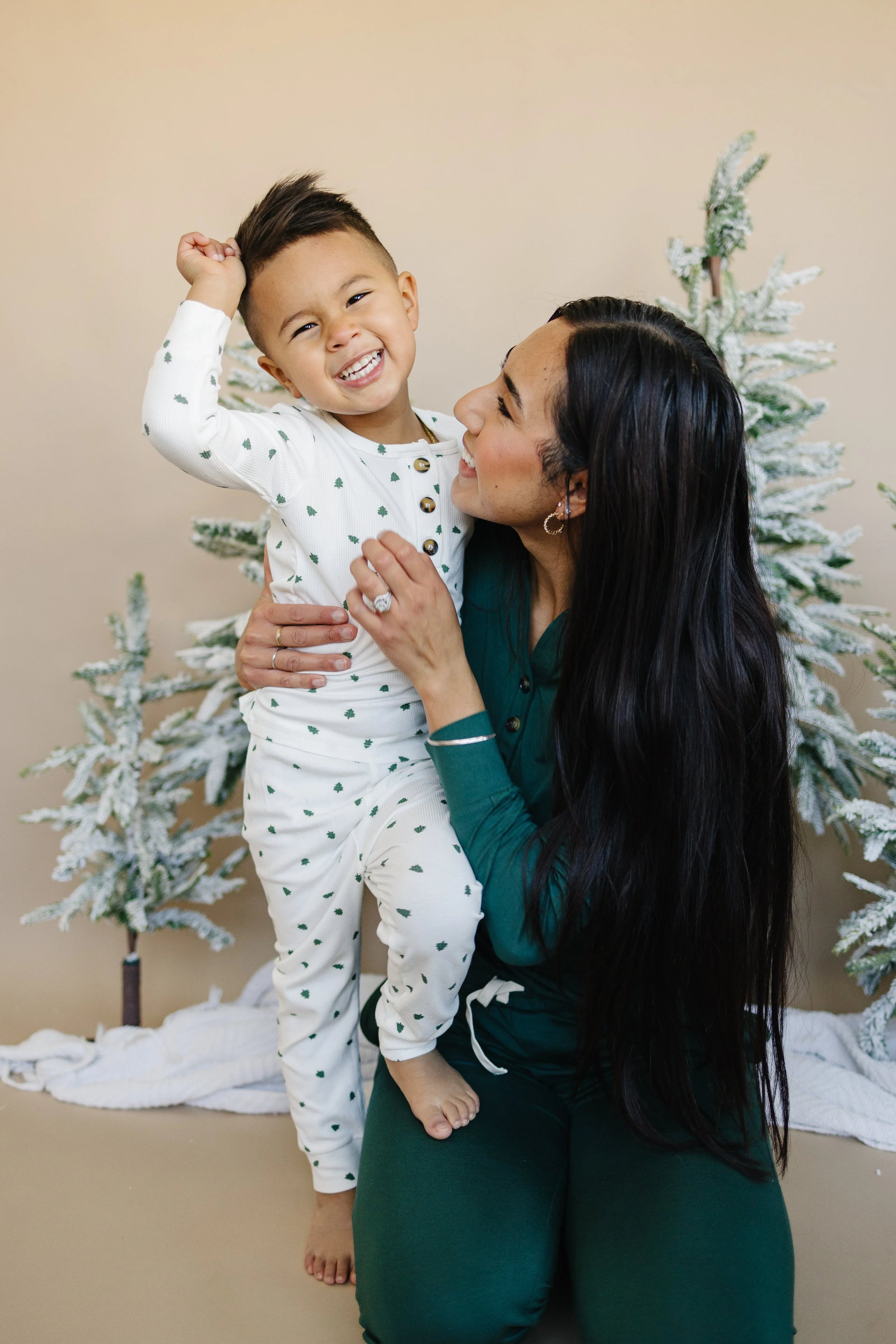 Tiny Trees Ribbed Bamboo 2pc Henley Pajamas - BIG FRENCHIES