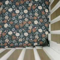 Midnight Floral Muslin Crib Sheet - BIG FRENCHIES