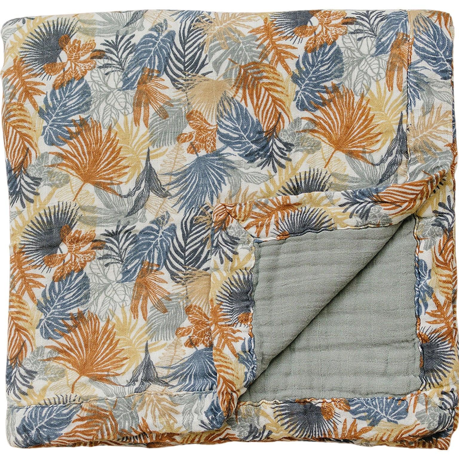 Paradise Palms+ Dusty Blue Muslin Quilt - BIG FRENCHIES