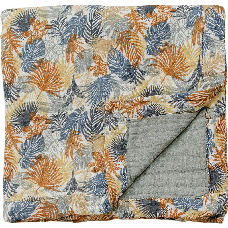 Paradise Palms+ Dusty Blue Muslin Quilt - BIG FRENCHIES