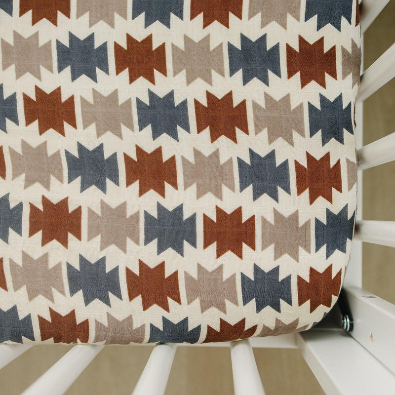 Western Aztec Muslin Crib Sheet - BIG FRENCHIES