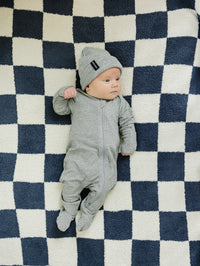 Navy Checkered Plush Blanket - BIG FRENCHIES