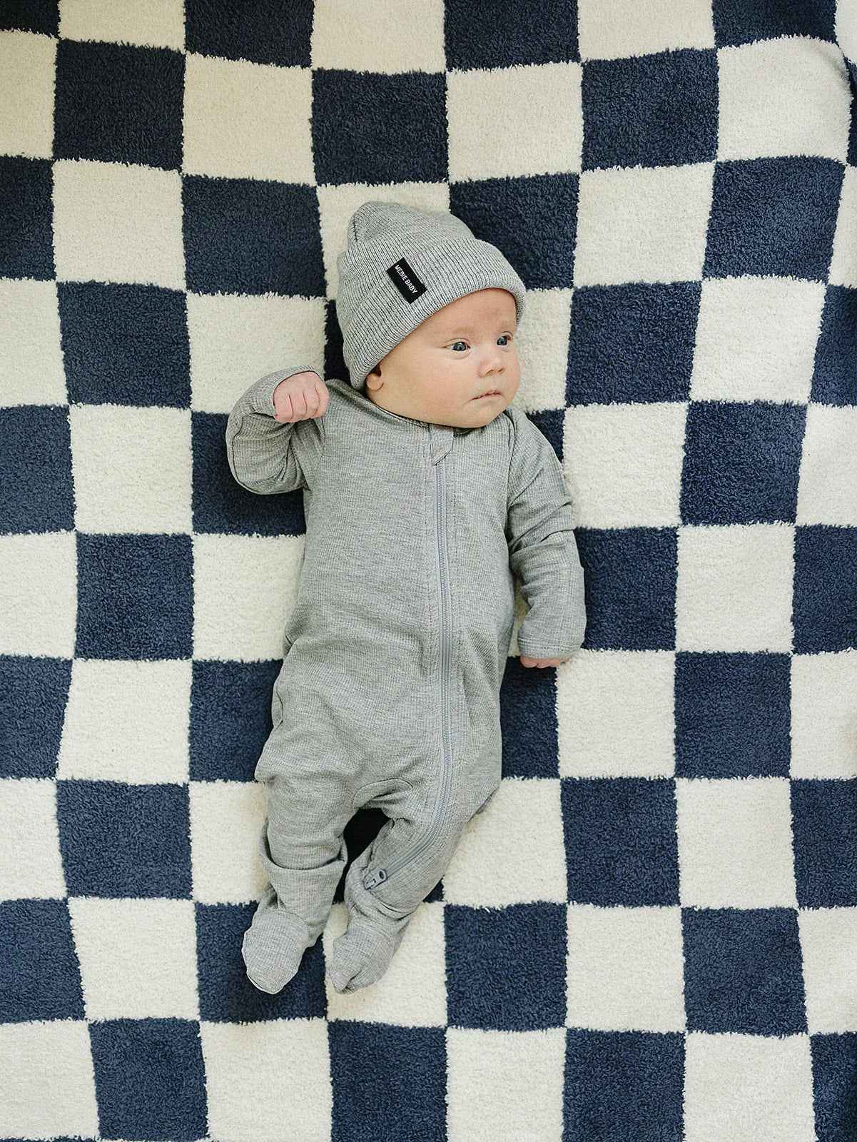 Navy Checkered Plush Blanket - BIG FRENCHIES