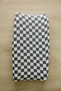 Charcoal Checkered Muslin Changing Pad Cover - BIG FRENCHIES