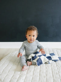 Navy Checkered Plush Blanket - BIG FRENCHIES