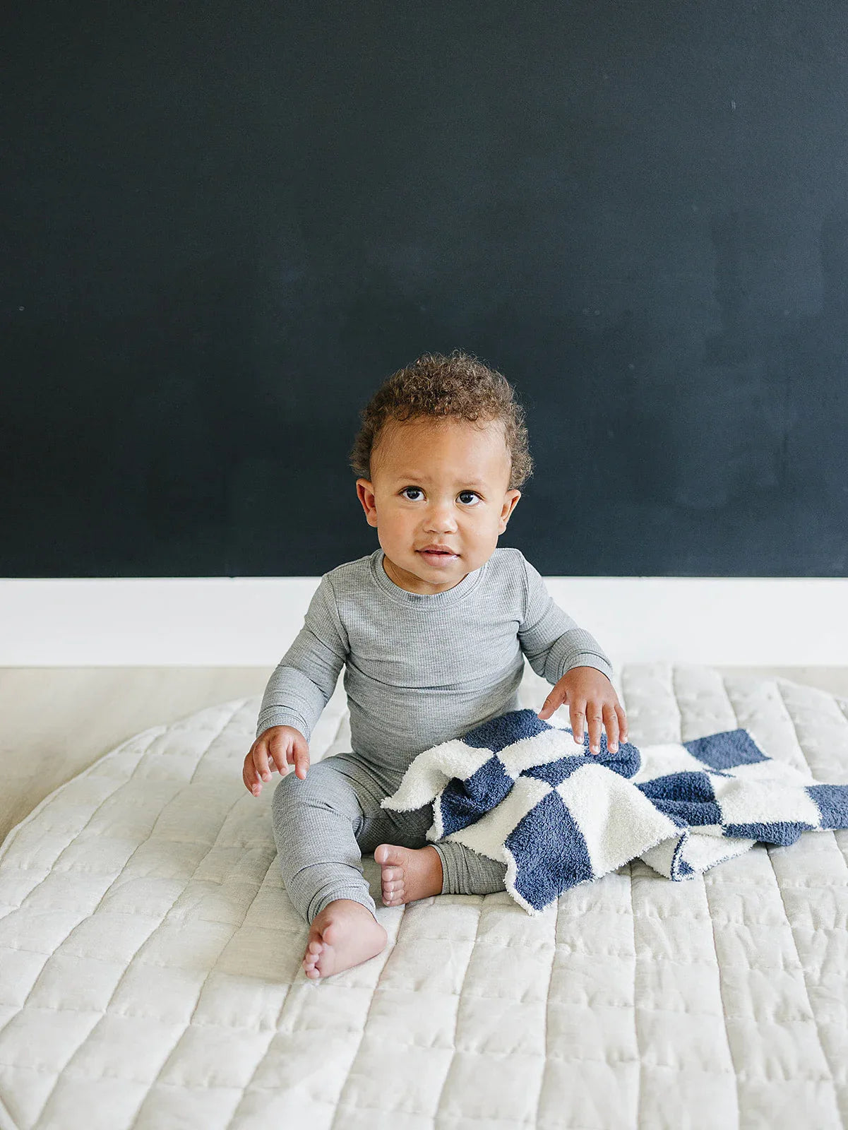 Navy Checkered Plush Blanket - BIG FRENCHIES