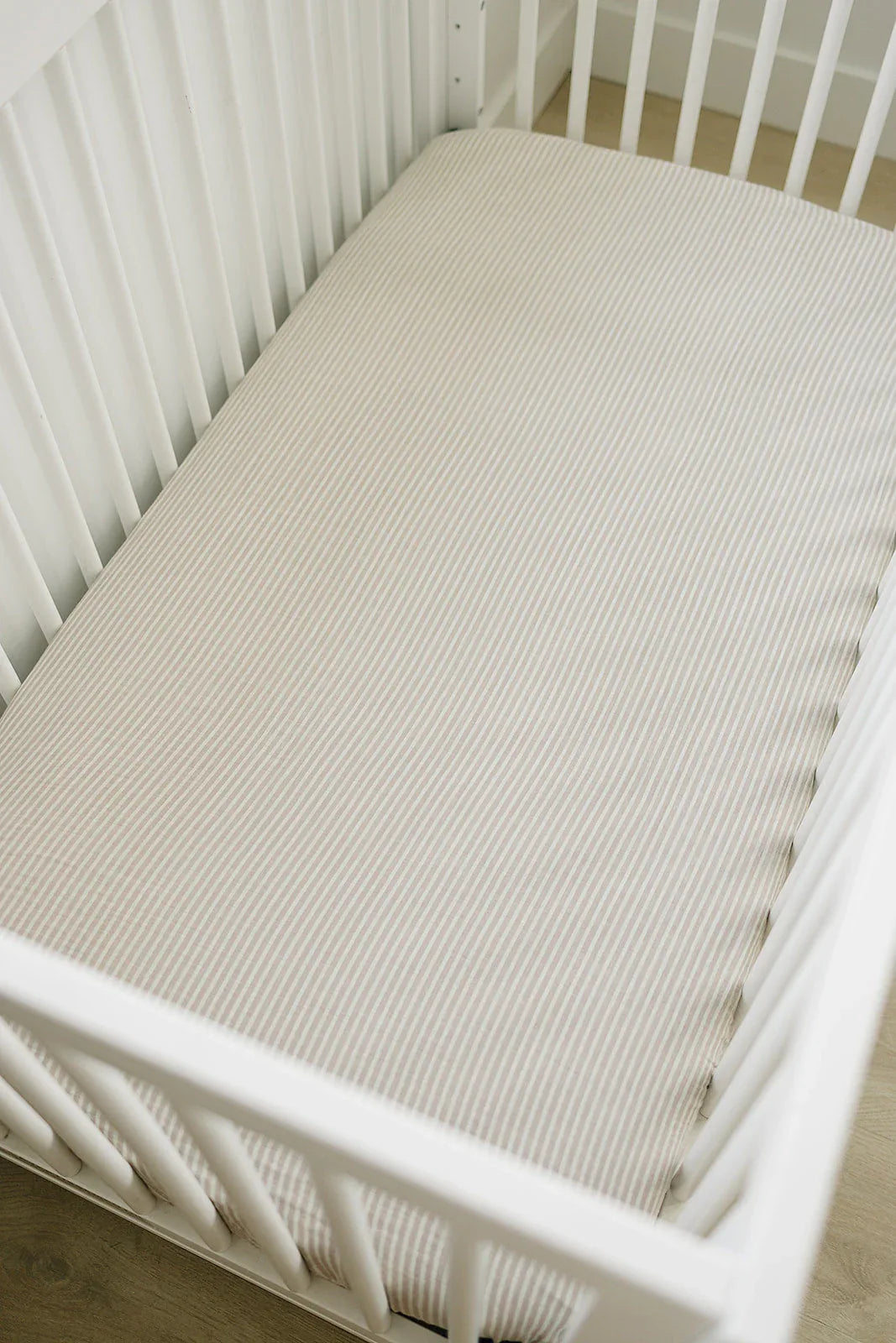 Taupe Stripe Muslin Crib Sheet - BIG FRENCHIES