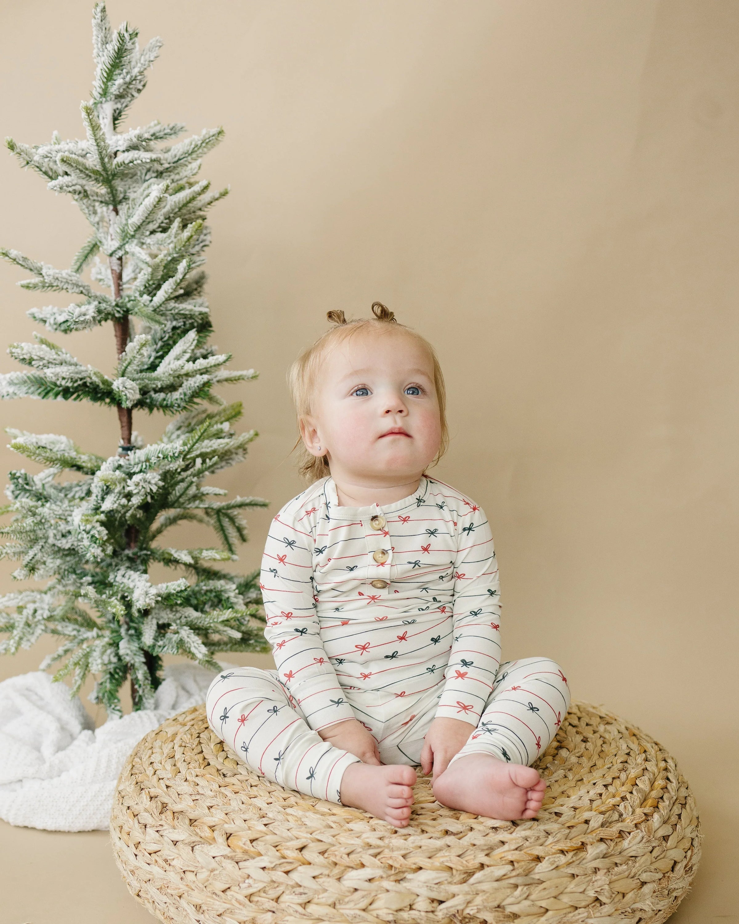 Tied with a Bow Christmas 2pc Henley Bamboo Pajamas - BIG FRENCHIES