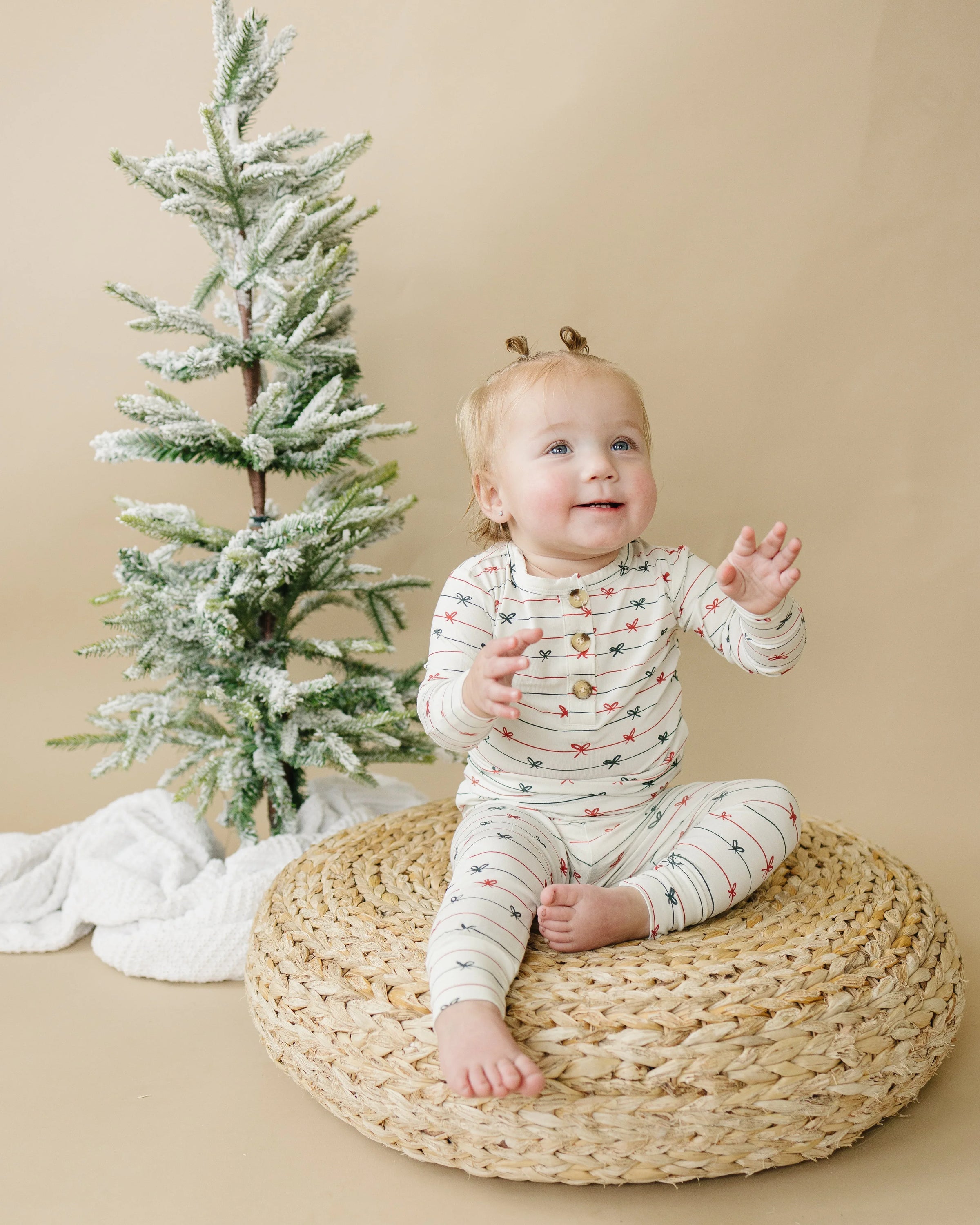 Tied with a Bow Christmas 2pc Henley Bamboo Pajamas - BIG FRENCHIES