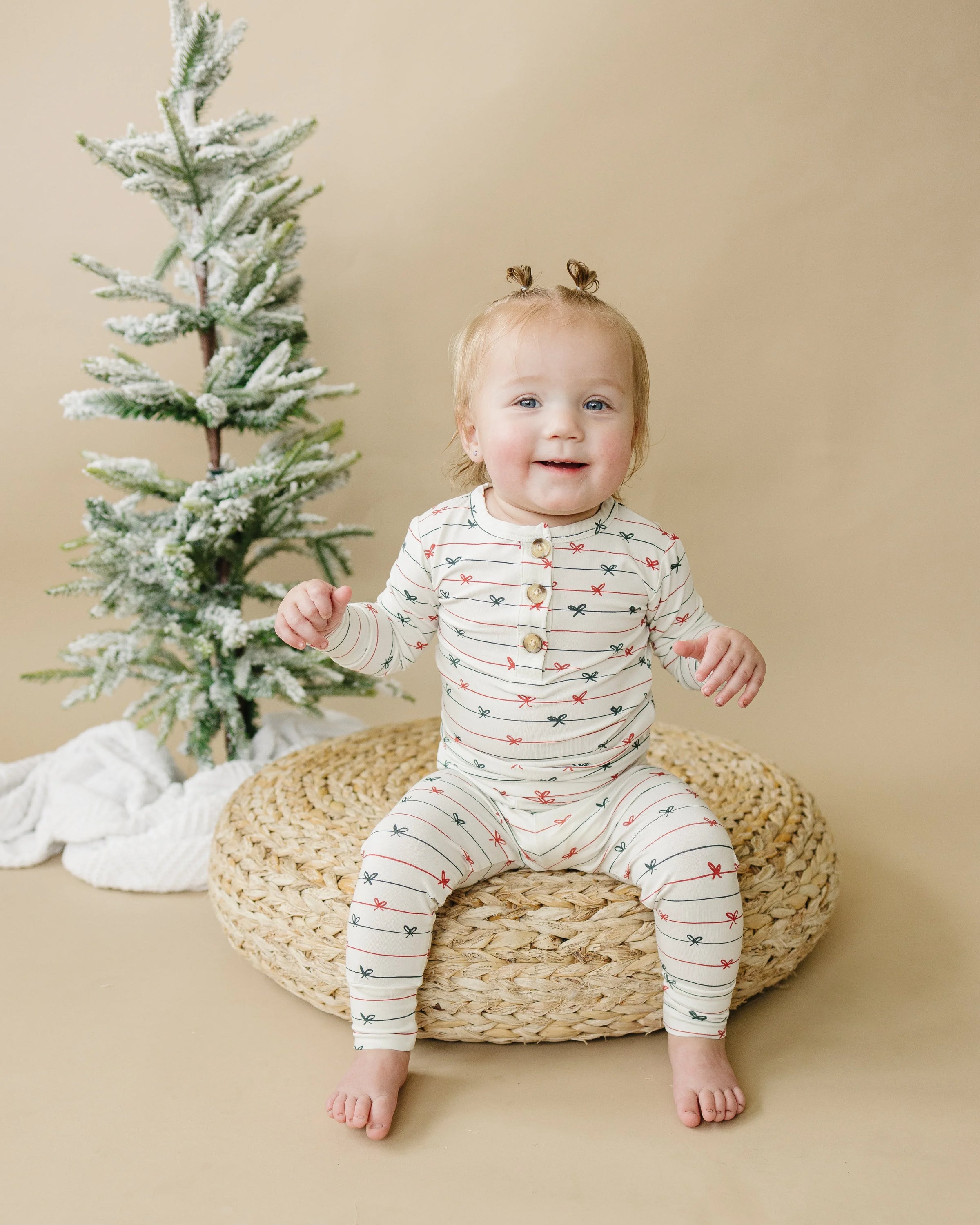 Tied with a Bow Christmas 2pc Henley Bamboo Pajamas - BIG FRENCHIES