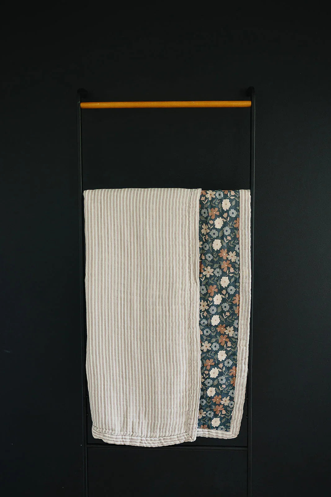 Taupe Stripe + Midnight Floral Muslin Quilt - BIG FRENCHIES