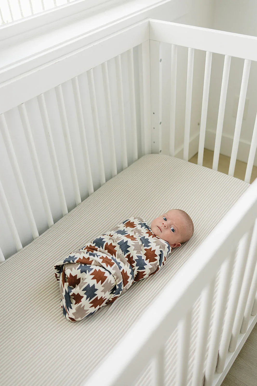 Taupe Stripe Muslin Crib Sheet - BIG FRENCHIES